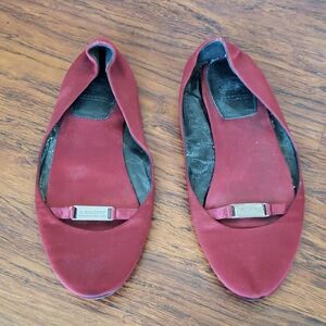 Burberry Deep Red Indoor Flats with Silver Accent Size 38